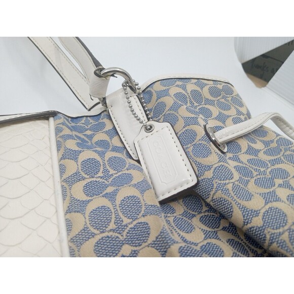 COACH SIGNATURE Jacquard Leather Drawstring Carryall  A1457-F28932 Snakeskin - Picture 6 of 10